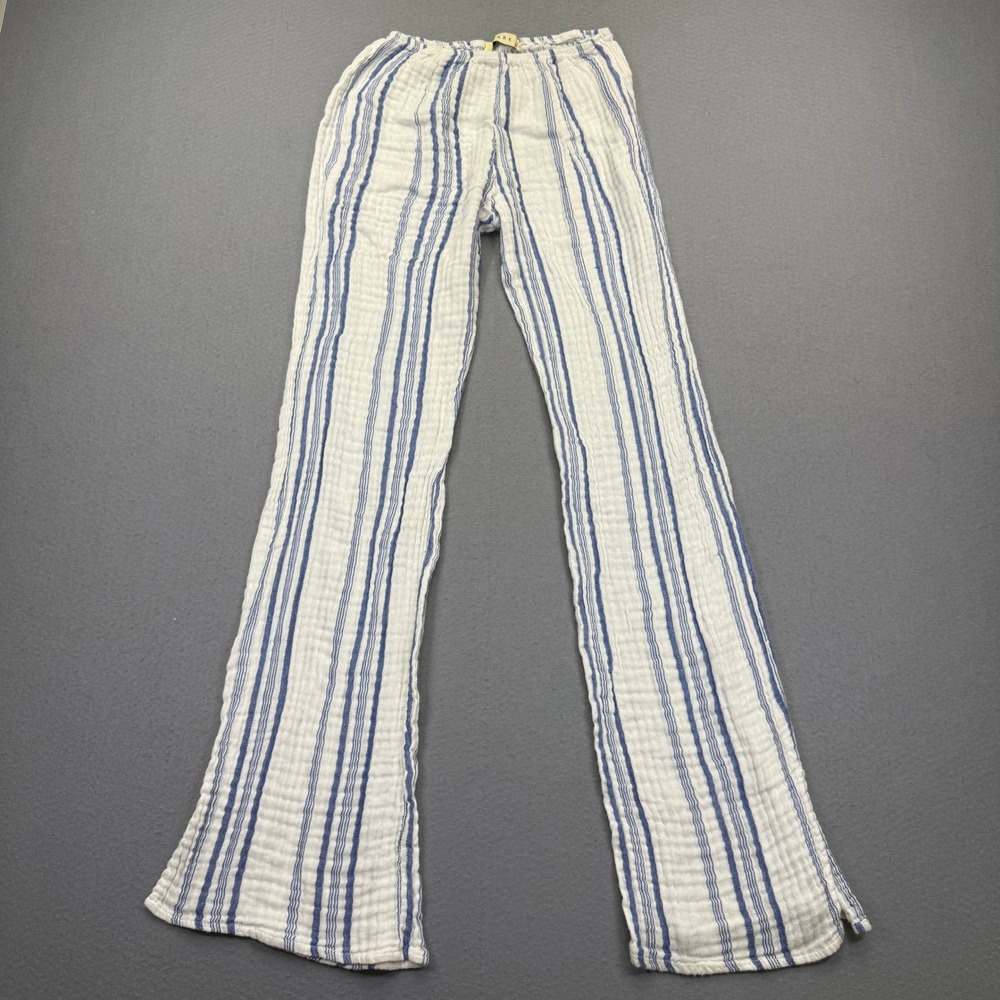 Stark X XS Blue White Striped Cotton Gauze Wide Leg Beach Pants Made in USA